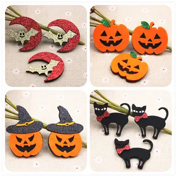10buc Non-țesute patch-uri de dovleac de Halloween/pisica/bat/Semiluna Simțit Aplici pentru haine de Cusut Consumabile diy meșteșug ornament