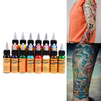 14Colors 30ml Pictura pe Corp Cerneală Tatuaj Permanent Machiaj Colorat pigment Contur Sprâncene Tatuaj Vopsea Corpul Eternal Tattoo Ink