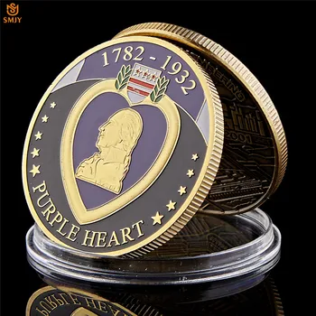 1782-1932 statele UNITE ale americii Violet Inima Medalie Pentru Merite Militare Placat cu Aur Provocare Monede Comemorative