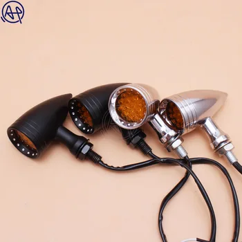 1pair Motocicleta LED-uri de Semnalizare Glonț de Semnalizare Amber Indicator Lumini de Chihlimbar Lentila 10mm Vintage Crom Pentru Harley Honda