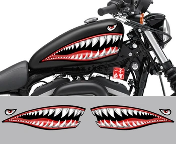 2 x dinți de rechin shark elicopter bobber 50cm autocolant autocolant motocicleta motociclist