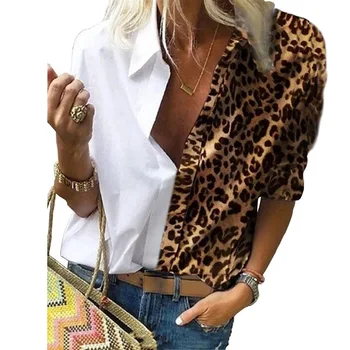 2022 Toamna și Iarna Femei cu mâneci Lungi Imprimate Leopard de Imprimare Tricou Liber Șifon Cămașă Bluză Femei