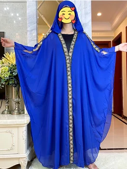 2023Muslim Femei Șifon Batwing Maneca Abaya Primăvară Halat Sequin Șirag de mărgele cu Gluga Rochie Lunga Petrecere de Seară turcească Dubai V-neck Maxi