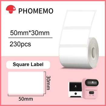 230pcs/Rola 50x30mm Dreptunghi Alb autoadezive Termice Etichete de Hârtie Autocolant Impermeabil pentru Phomemo M110/M200 Imprimantă de Etichete