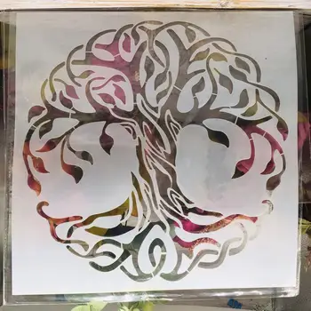 30*30cm Rundă de Mare Înțelepciune Copac DIY Stratificare Sabloane Pictura pe Perete Album de Colorat Relief Album Decorative Șablon