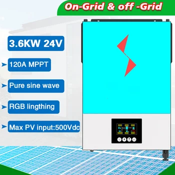 3600W 24V 230V On și Off Grid built-in MPPT 120A controler solar pur sinusoidală de înaltă pv de intrare(90-500VDC))
