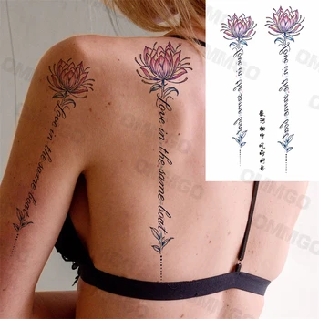 3D Lotus Scrisorile Tatuaje Temporare Pentru Femei Adulte Fata Lily Autocolant Tatuaj Fals Realist Body Art Decor Tatoo Hârtie