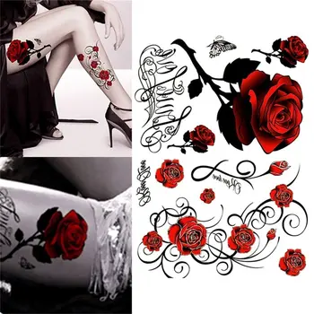 3D Rose Body Art rezistent la apa Temporar Sexy Tatuaj Coapsei Sticke Pentru Femei Body Art Brațul Picioare Flash Tatuaj Temporar Autocolante 1 buc