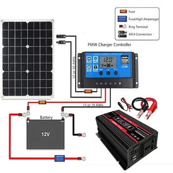 4000W Putere Invertor 12V la 110 220V 50W Panou Solar 50A Controler de Urgență Generator de Energie Solara de Încărcare a Bateriei de Ieșire USB