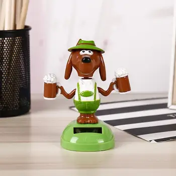 50% Dropshipping!!Plastic De Energie Solară Bere Câine Masina Ornament Decor Acasă Flip Flap Oală Leagăn Jucărie