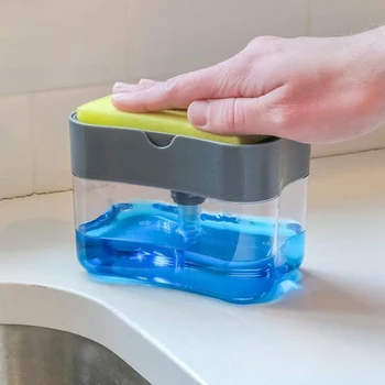 Apăsați Manual Dozator De Săpun Pompa Duș Automat De Sapun Lichid Cutie Burete De Bucătărie De Spălat Vase Perie Oală Săpun Organizator