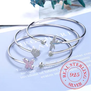 Argint 925 Cristal Fluture/Dragonfly/Inima Farmecul Bratari Pentru Femei Brățară &Brățară De Nunta Petrecere De Ziua De Bijuterii