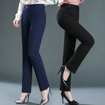 Birou Doamnă Solidă Slim Creion Costume Pantaloni de Primavara Toamna Noua coreea Moda All-meci Femei Talie Mare Casual Pantaloni Drepte