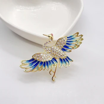 Coreea Moda Bijuterii de Lux Retro Stras Firebird Guler Pin Phoenix Bijuterii Femei Brosa 2023
