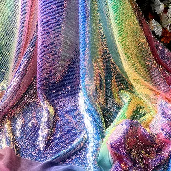 Culoare Curcubeu Super Șindrilă Material Special Sequin Scară De Pește Tesatura Decora Rochie De Mireasa Tesatura