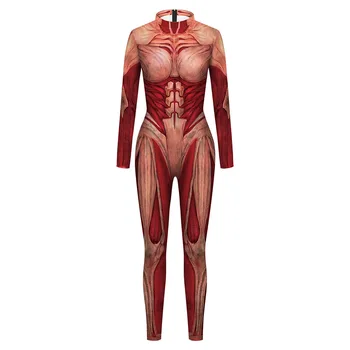 Femei Bărbați Corpul Uman Musculare Imprimare 3D Salopeta Elastic Strans Bodysuit Halloween Cosplay, Costume Party Rol Joaca imbraca Tinuta