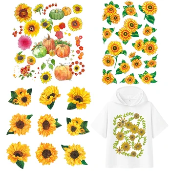 Floarea-soarelui Patch-uri de Flori Termică Autocolant pe Haine de Fier pentru transfer termic pentru Îmbrăcăminte Thermoadhesive Patch-uri Diy Aplicatiile pentru Tricou