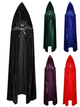 Halloween Mantie Cu Glugă Femei Bărbați Gotic Elf Vrăjitoare, Vampiri Grim Reaper Scurte Haină De Catifea Petrecere De Carnaval Costume