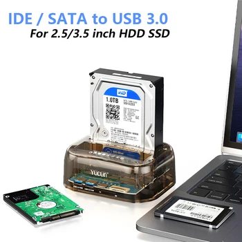 Hard Disk Stație de Andocare Pentru Adaptor IDE SATA 2.5/3.5 Inch HDD SSD Cu sursa de Alimentare USB 3.0 Cititor de Carduri Hard Disk Extern