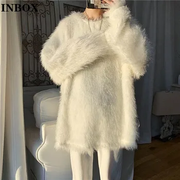 INBOX Gros de Iarna Pufoase Pulovere Femei Vrac Casual Alb Jumper Doamnelor Termice Tricotaje de sex Feminin 2021 Îmbrăcăminte coreeană