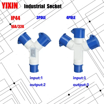 Industriale Ștecher și Priză 16A 32A 3 pin 4 pin ip44 Intrare 1 mufă de Ieșire 2 Socket 3 Soclu rezistent la apa 220V 380V-415V