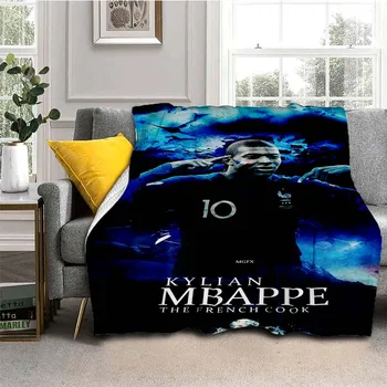 Kylian Mbappé Model Pătură Flanel Respirabil Super Cald Arunca Pături pentru Pat Travel Dormitor Moale Aruncă Decor Acasă
