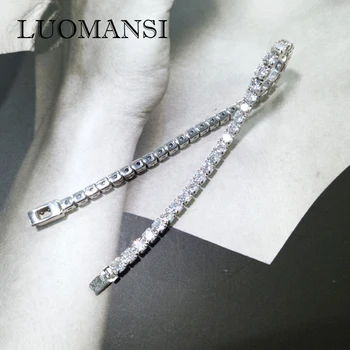 Luomansi Top Autentic de Lux 3MM Ridicat de Carbon Diamant Brățară Super Flash 100% S925 Argint Bijuterii de Nunta Iubitor de Cadou
