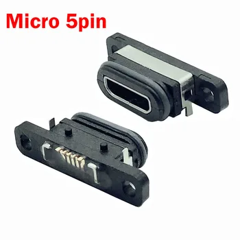 Micro USB 5pin de Încărcare Jack Mufa Dock Port 5P IP67 rezistent la apa de sex Feminin de Încărcare Jack Conector Cu Surub