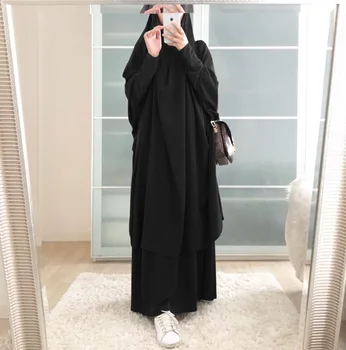 Musulman Seturi de Femei Eid cu Gluga Hijab Rochie de Rugăciune Îmbrăcăminte jilbab-ul Abaya Mult Khimar Ramadan 2 buc Fusta de Seturi de Haine Islamice Niqab