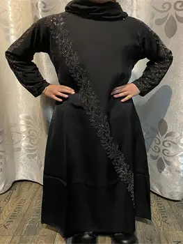 Negru Musulman Seturi De Copii Abaya Dubai Arabă Turcia Islam Fete Hijab Rochie Pentru Copii Caftan Halat De Ansambluri Musulmane Habaya
