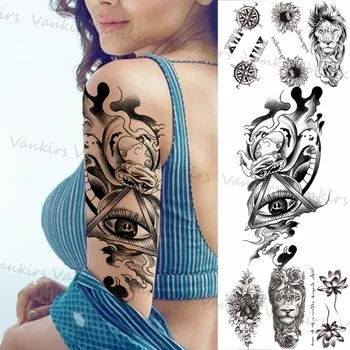 Ochi Totem Geometrice Temporare, Tatuaje Pentru Femei, Barbati Lotus Leu Tigru Daisy Alfabetul Autocolant Tatuaj Fals Braț Sexy Tatuaje Banderola