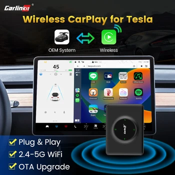 Pentru Tesla CarPlay Adaptor Wireless Carlinkit T2C Spotify Waze Apple Car Play Wireless Dongle pentru OEM Tesla Model 3 Y X S Upgrade