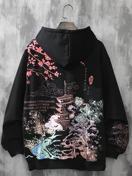 Primăvară, Toamnă, peisaj Japonez de imprimare cu Glugă Femei tricou CoolTree Barbati Hanorace Harajuku Hip Hop de Moda Hanorac Streetwear