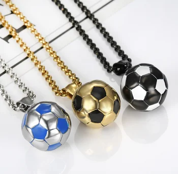 Punk bijuterii hipster sport accesorii din oțel inoxidabil oțel titan fotbal bărbați pandantiv colier cu lanț sau femei lanț