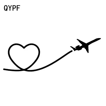 QYPF 18.4 cm*6,2 cm Delicate Avion care Zboară Traseu De Dragoste Inima Vinil Autocolant Auto Inteligent Decal Diverse Grafice C18-0623