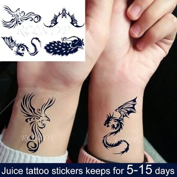 Rezistent la apa Temporar Suc de cerneală Autocolant Tatuaj Dragon Phoenix Păun Bat Animale de Fructe Gel de Lungă durată Artă pentru Barbati Femei