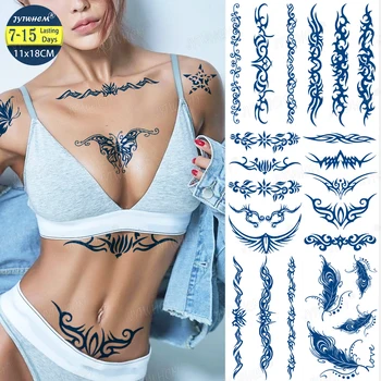 Sucul De Durată Ink Tatuaje Body Art Impermeabil Tatuaj Temporar Autocolant Piept Talie Fata Tatuaj Fluture Stele False, Tatuaj Femei
