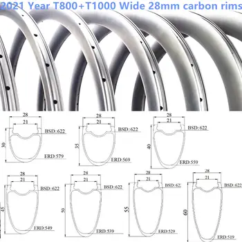 T800 Super-Lumina de carbon larg de 28mm 30 mm 35 mm 40 mm 45 mm 50 mm 55mm 60mm carbon disc de frână jante 700c de carbon biciclete de carbon, jante
