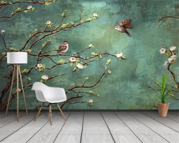 Tapet personalizat 3d murale pictate manual pictura flori și păsări de moda interior fundal decorare tapet 3d