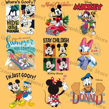Termo-Adezive Plasturi pentru Disney Haine de Moda Mickey Minnie Mouse Daisy Donald Duck Goofy Desene animate de Transfer de Căldură Autocolante