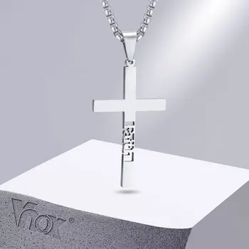 Vnox Bărbați Cruce Coliere, Credința Pandantiv Cruce cu Lant Cutie, Religioase Creștine Bijuterii Cadouri pentru Tata Soțul Bunicul