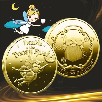 Zâna Măseluță Placat Cu Aur Monedă Comemorativă Copii Creative Dinte Schimba Cadouri Fizice Metal Moneda Crypto Monedă Comemorativă