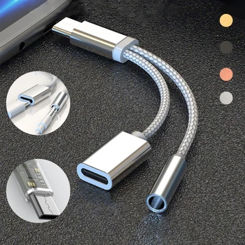 1 buc 2 In 1 Tip C Pentru Căști de 3,5 mm Jack Adaptor USB de C Aux Audio Cablu de Date Cablu de Încărcare Pentru Samsung Telefon Xiaomi Accesorii