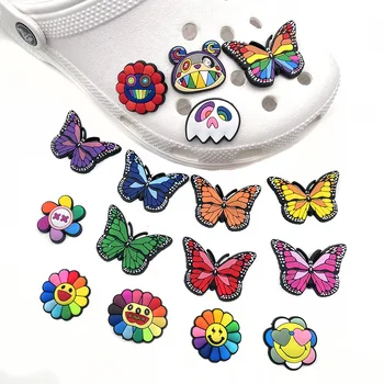 1 Buc Nou Kawaii Floarea-soarelui, Fluturi PVC Accesorii Amuzante Pantofi Cataramă Ornamente Croc Bloca Decoratiuni Copii Adulți Partid Cadou