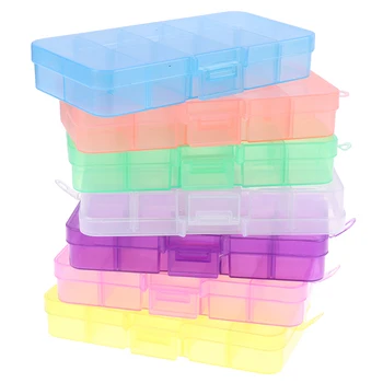 10 Sloturi de Depozitare din Plastic Cutie de Bijuterii Compartiment Recipient pentru Margele Cercei Cutie pentru Bijuterii Cutie Dreptunghi Caz