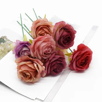 10buc 6cm Flori de Matase Trandafiri Artificiale Decorative Cununa de Decorațiuni interioare, Accesorii Nunta Mireasa Încheietura Cadouri Diy Cutie de Brosa