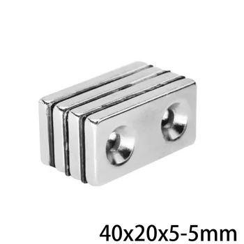 1~20BUC 40x20x5-5 Puternic Sector Neodim Magnet Dublu Gaura 5mm Neodim Magnetic 40x20x5 Magneți de pământuri Rare 40*20*5-5 40*20*5