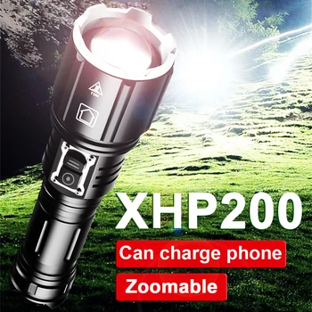 2000000LM XHP200 de Mare Putere Lanterna LED 5000mAH de Tip C Usb Reîncărcabilă în aer liber Lanternă Tactică 18650 XHP50 Zoom Lanterna