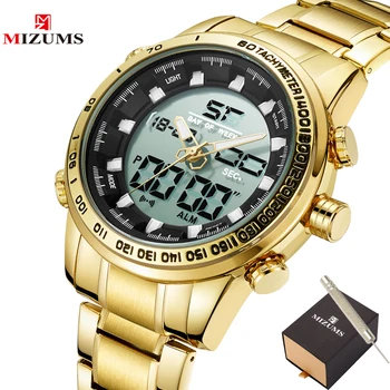 2023 Digital Ceas Barbati Brand de Lux MIZUMS Bărbați Ceasuri Sport rezistent la apa de Aur de Oțel Cuarț Bărbați Ceas Militar Relogio Masculino