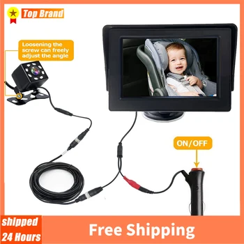 4.3 Inch HD Baby Monitor Auto pentru Copii din Spate Vedere aparat de Fotografiat Afișare Bancheta din Spate Sistem de monitorizare pentru Copii Viziune de Noapte în condiții de Siguranță cu Mașina Accesorii